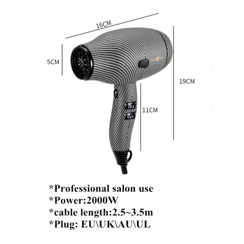 2019 Compact new style salon professional hair dryer hairdryer with diffuser water-transfer painting